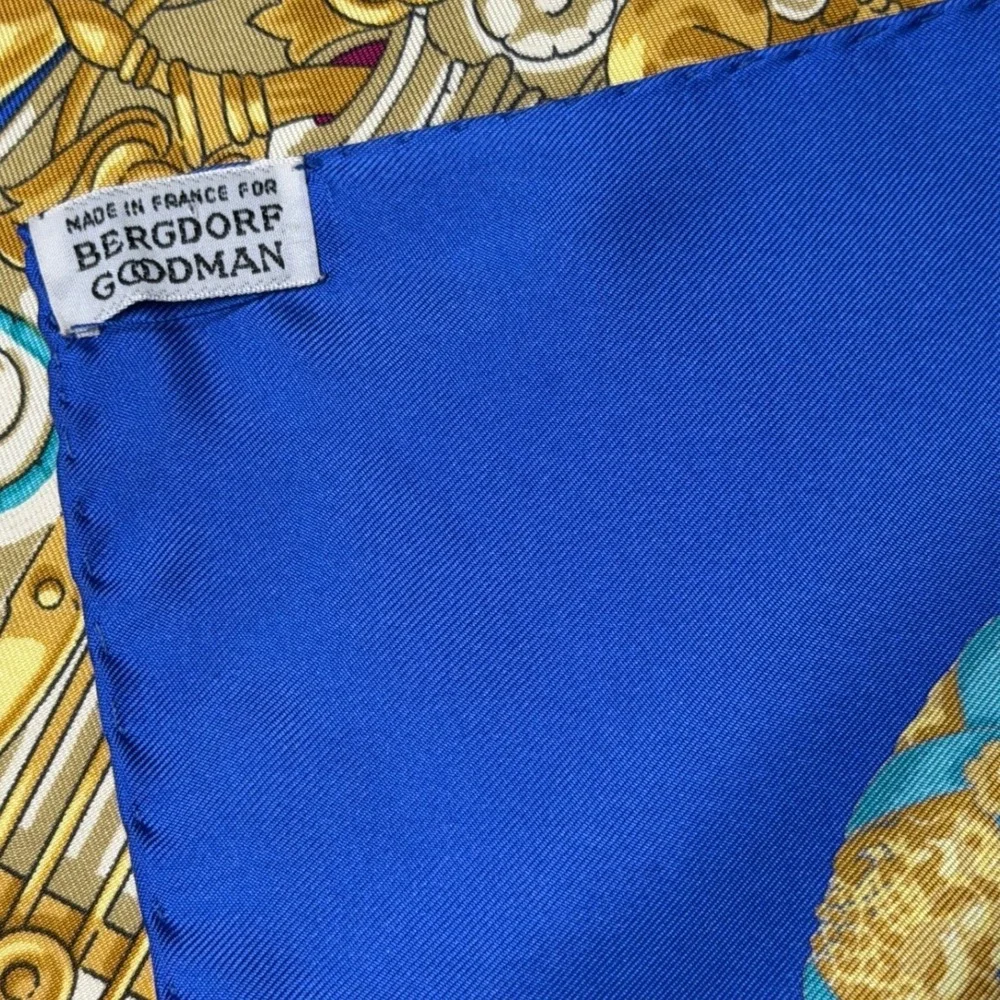 Hermes Paris Hommage a Charles Garnier Silk Scarf Blue Gold Bergdorf Goodman